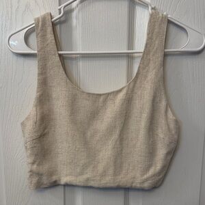 By Together Cream Textured Crop Top